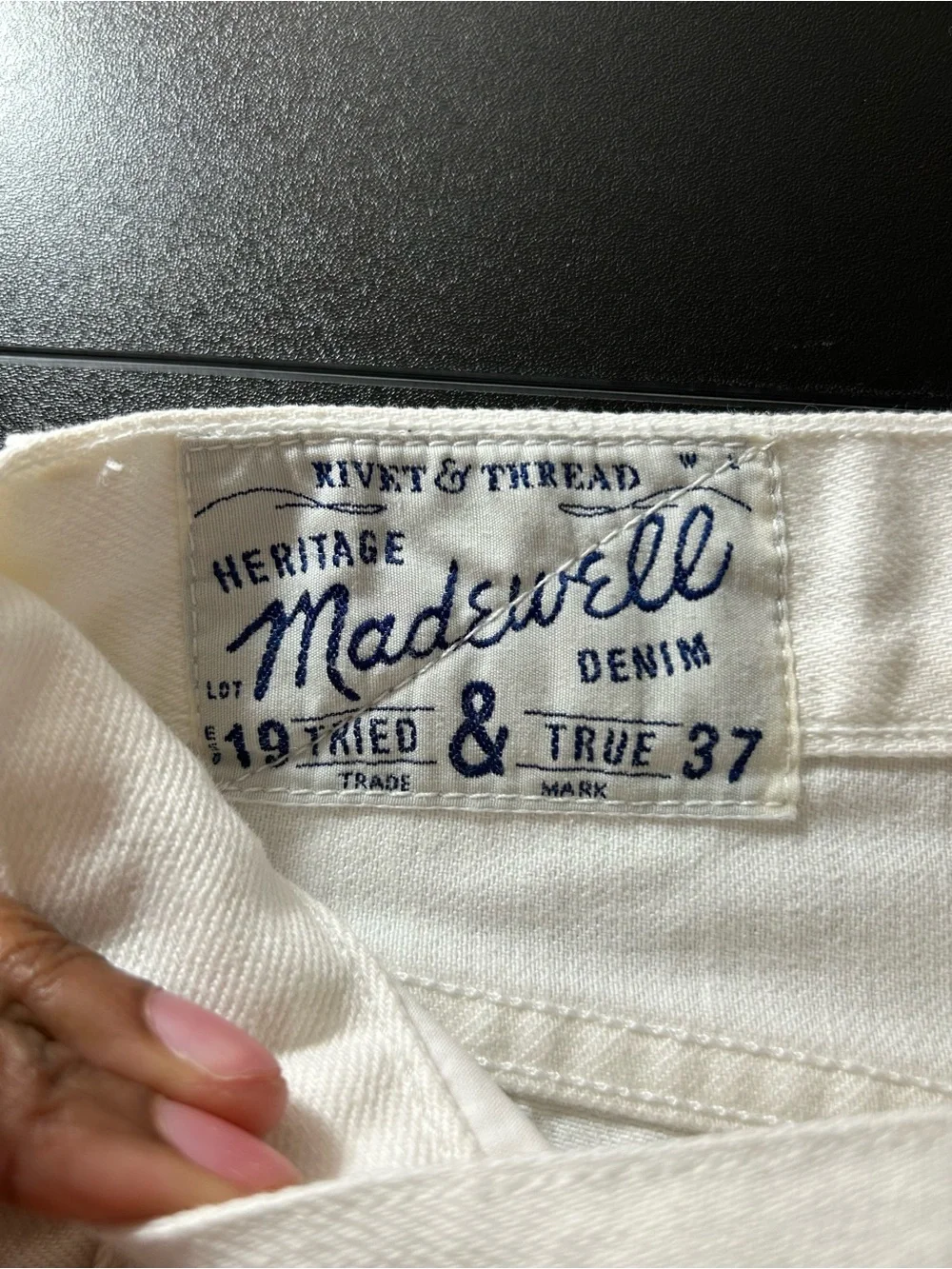 Madewell Rivet & Thread Heritage Denim Jeans White Clover 29 Moto Straight Leg
